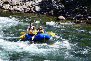 A group whitewater rafting.